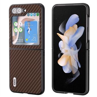 ABEEL For Samsung Galaxy Z Flip5 5G PU Leather Coated PC Back Cover Carbon Fiber Texture Shockproof Phone Case