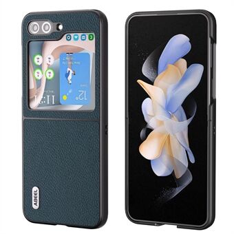 ABEEL For Samsung Galaxy Z Flip5 5G Cowhide Leather + Hard PC Shell Fine Litchi Texture Shockproof Phone Case