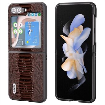 ABEEL For Samsung Galaxy Z Flip5 5G Crocodile Texture Slim Case Genuine Cow Leather + PC Folding Phone Cover