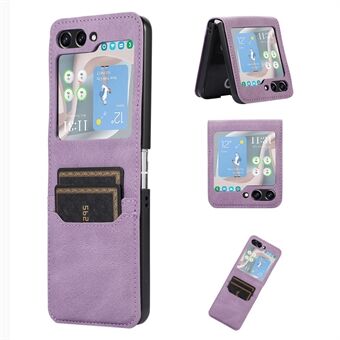 For Samsung Galaxy Z Flip5 5G Card Slot Phone Case Shockproof PU Leather PC Phone Cover