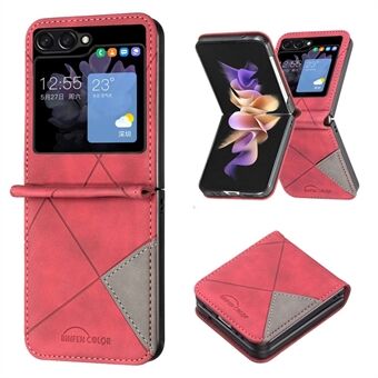 BINFEN COLOR For Samsung Galaxy Z Flip5 5G Phone Case PU Leather+PC Imprinted Pattern Cover