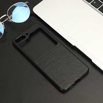 For Samsung Galaxy Z Flip5 5G Slim Phone Case Litchi Texture PU Leather Coated PC Protective Cover