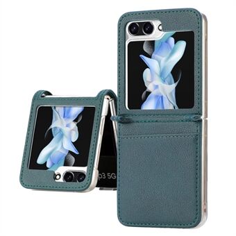 For Samsung Galaxy Z Flip5 5G PU Leather+PC Phone Case Ultra-Thin Litchi Texture Card Slot Kickstand Cover