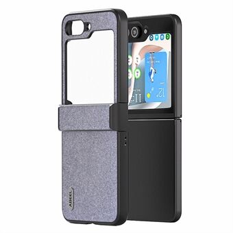 ABEEL For Samsung Galaxy Z Flip5 5G PU Leather Coated PC Case Hinge Design Glitter Phone Cover