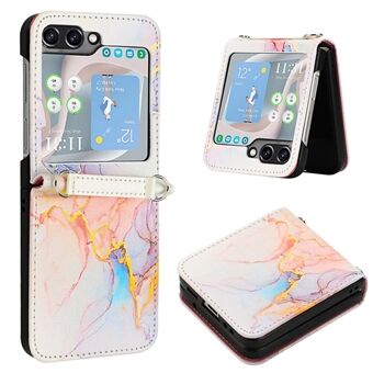 YB Pattern Printing Leather Series-5 for Samsung Galaxy Z Flip5 5G Phone Case Marble Pattern PU Leather Cover