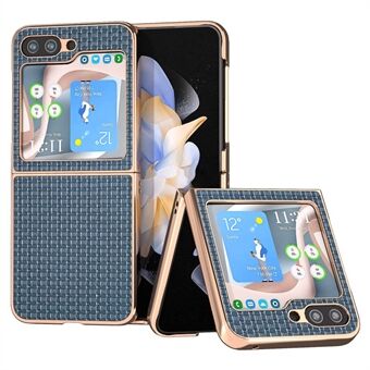 For Samsung Galaxy Z Flip5 5G Phone Case Genuine Cow Leather + PC Luxury Texture Electroplating Cover