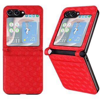 For Samsung Galaxy Z Flip5 5G Card Slot Phone Case One-piece Design PU Leather + PC Rhombus Imprinted Cover