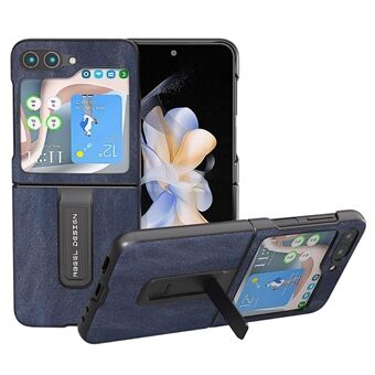 ABEEL For Samsung Galaxy Z Flip5 5G Cowhide Texture Phone Case PU Leather Coated PC Kickstand Cover