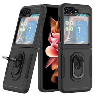 For Samsung Galaxy Z Flip5 5G Metal Ring Holder Kickstand Case PC+TPU Shockproof Phone Cover