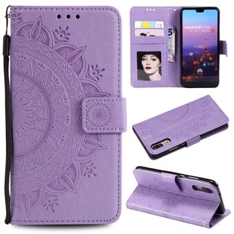 Imprint Mandala Flower Stand Wallet Leather Case for Huawei P20