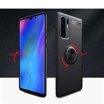 Finger Ring Kickstand TPU Phone Case for Huawei P30 Pro (Built-in Magnetic Metal Sheet) - Black