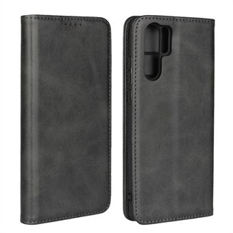 Auto-absorbed Leather Wallet Stand Case for Huawei P30 Pro - Black