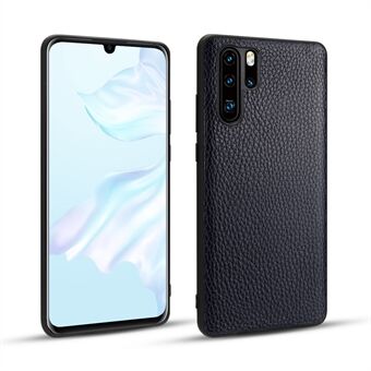 Genuine Leather Litchi Texture Coated TPU Phone Cover Case for Huawei P30 Pro