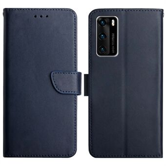 For Huawei P40 Nappa Texture Solid Color Supporting Stand Wallet Mobile Case Genuine Leather + TPU Flip Phone Shell