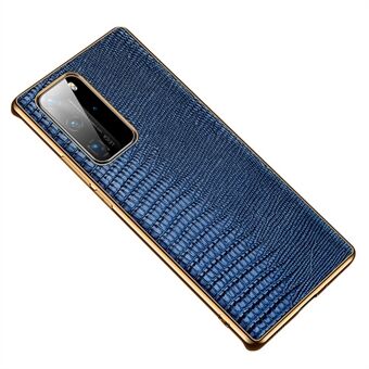 Lizard Texture Plating Genuine Leather Coated PC+TPU Protective Shell for Huawei P40 Pro