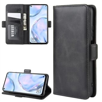 Magnet Adsorption Leather Wallet Stand Phone Casing for Huawei nova 6 SE/nova 7i/P40 Lite - Black