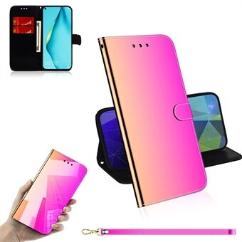 Mirror Surface Leather Wallet Cover with Strap for Huawei P40 lite/nova 6 SE/Nova 7i