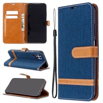 Assorted Color Jeans Cloth Leather Wallet Stand Case for Huawei P40 Lite / Nova 7i / Nova 6 SE