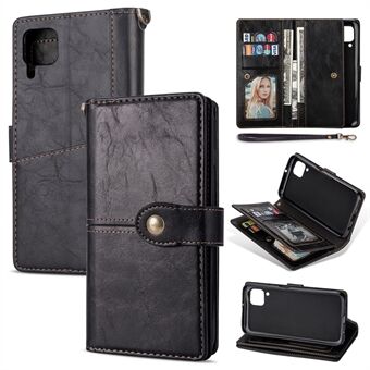 Retro with Card Slots Money Pocket Leather Shell for Huawei P40 Lite/Nova 7i/Nova 6 SE - Black