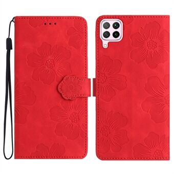 For Huawei P40 lite 4G Flowers Imprinted PU Leather Stand Case Wallet Anti-drop Phone Cover