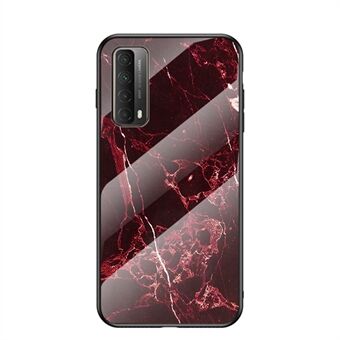 TPU + PC + Tempered Glass Marbling Cell Phone Hybrid Cover for Huawei P smart 2021/Y7a