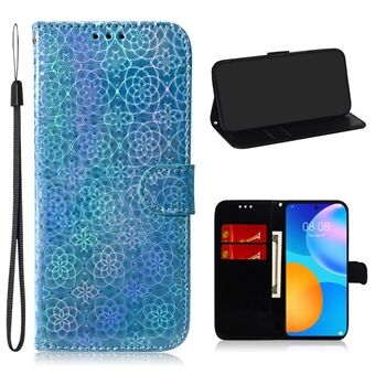 Flower Pattern Leather Wallet Case for Huawei P smart 2021/Y7a