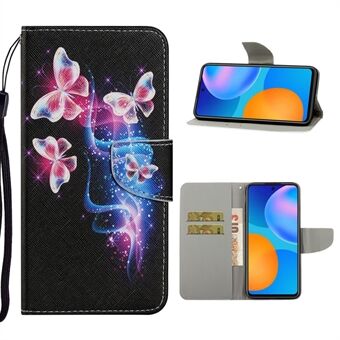 Stylish Patterned PU Leather Case for Huawei P smart 2021/Y7a Wallet Stand Shell