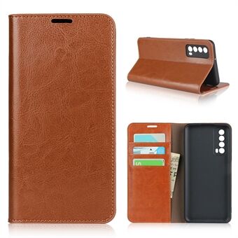 Crazy Horse Genuine Leather Wallet Stand Case for Huawei P Smart 2021 / Y7a