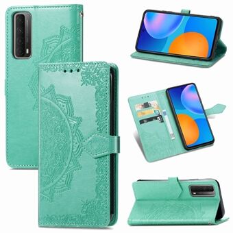 Embossed Mandala Flower Leather Case with Wallet Stand for Huawei P smart 2021 / Y7a