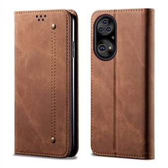 Jeans Cloth Texture Leather Stand Design Case with Card Slots and Cash Pocket for Huawei P50 Pro