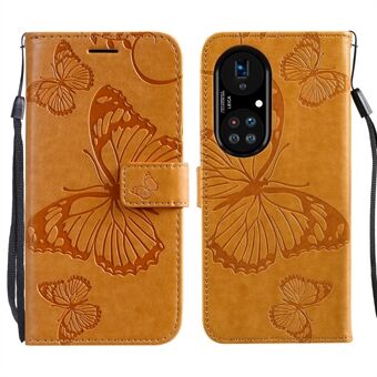 KT Imprinting Flower Series-2 Imprint Butterflies Folio Flip PU Leather Wallet Stand Phone Cover Case for Huawei P50 Pro