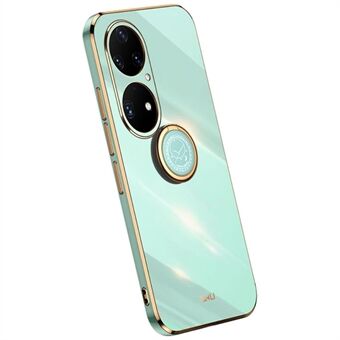 XINLI Electroplating Frame TPU Phone Case for Huawei P50 Pro 4G, Ring Kickstand Full Camera Protection Cover