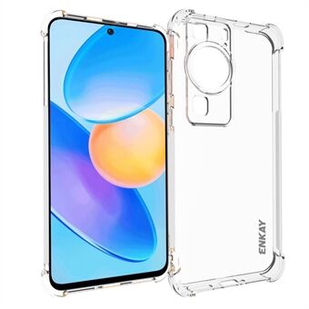 ENKAY HAT PRINCE For Huawei P60 Drop-proof Clear TPU Phone Cover Transparent Phone Case with Anti-slip Strip Edge