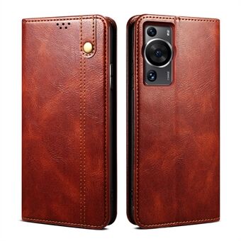 For Huawei P60 Pro / P60 Phone Case Waxy Crazy Horse Texture Stand Wallet Leather Cell Phone Cover