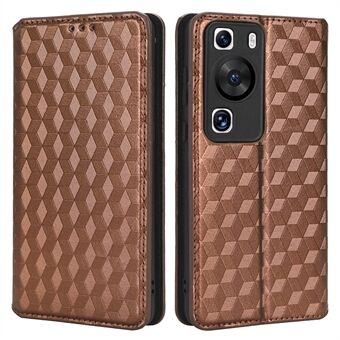 For Huawei P60 / P60 Pro Rhombus Imprint PU Leather Phone Case Flip Stand Wallet Cover