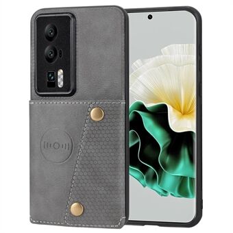 For Huawei P60 / P60 Pro Kickstand Case Card Holder PU Leather Coated TPU Phone Case with Car Mount Metal Sheet