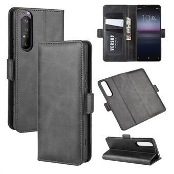 Double Clasp Flip Leather Wallet Stand Phone Cover for Sony Xperia 1 II