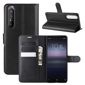 Litchi Skin Wallet Leather Stand Case for Sony Xperia 1 II