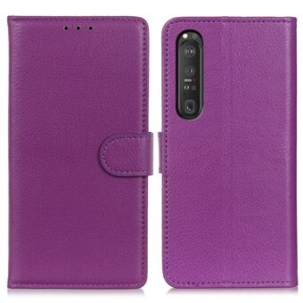 Folio Flip Wallet Design Litchi Skin Leather Case Protective Shell with Stand for Sony Xperia 1 III 5G