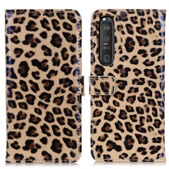 Leopard Texture Leather Wallet Stand Cell Phone Protective Case for Sony Xperia 1 III 5G