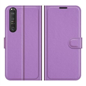 Wallet Design Litchi Texture Leather Phone Case with Stand for Sony Xperia 1 III 5G