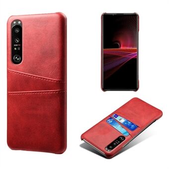 KSQ Well-Protected PU Leather Coated Hard PC Case with Dual-Card Slots Design for Sony Xperia 1 III 5G