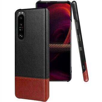 IMAK Ruiyi Series Bi-Color PU Leather + PC Phone Case Cover with Screen Protector for Sony Xperia 1 III 5G - Black / Brown