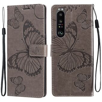 Wallet Design KT Imprinting Flower Series-2 Butterflies Pattern Imprinting Leather Case with Stand for Sony Xperia 1 III 5G