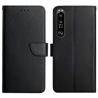 Shockproof Wallet With Stand Flip Mobile Cover Genuine Leather Nappa Texture Phone Case for Sony Xperia 1 III 5G