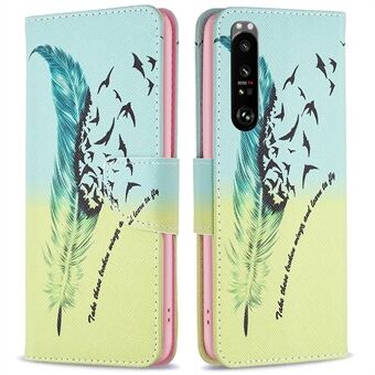 For Sony Xperia 1 III 5G BF Pattern Printing Leather Series-1 Inner and Outer Patterned Leather Case, Anti-Drop Folio Flip PU Leather Wallet Stand Phone Case Accessory