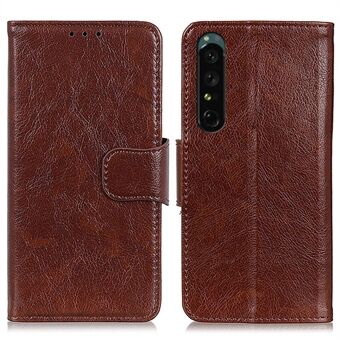 For Sony Xperia 1 IV Magnetic Drop-proof Phone Case Nappa Texture Split Leather Stand Wallet Well-protected Shell