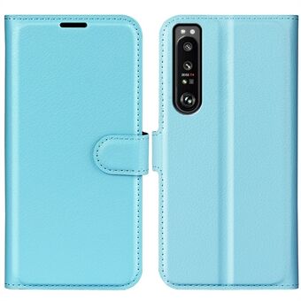 PU Leather Smartphone Cover Bag for Sony Xperia 1 IV, Wallet Anti-scratch Litchi Texture Phone Stand Function Dustproof Case