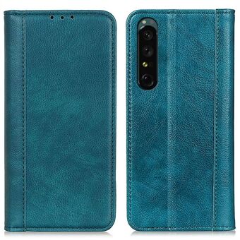 For Sony Xperia 1 IV Litchi Texture Split Leather Phone Case Wallet Stand Auto Closing Magnetic Protective Shell