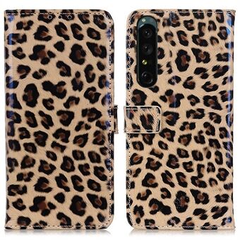 For Sony Xperia 1 IV Leopard Pattern Phone Case Stand Wallet PU Leather Shockproof Cover